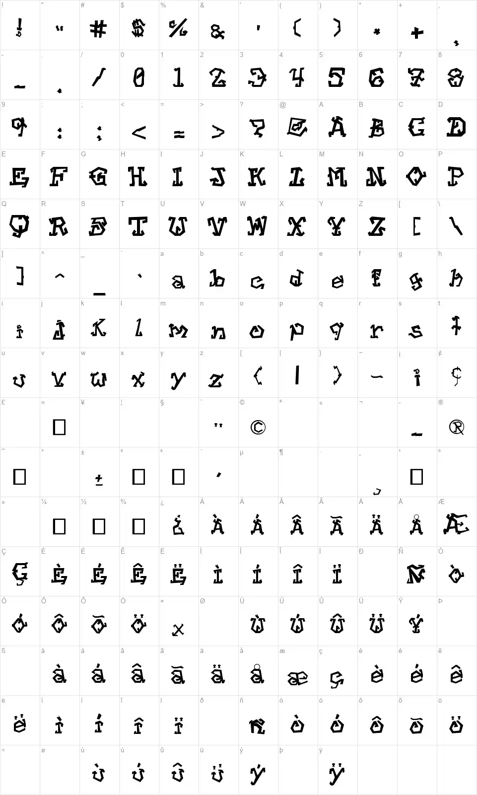 Street Voice!!font character map