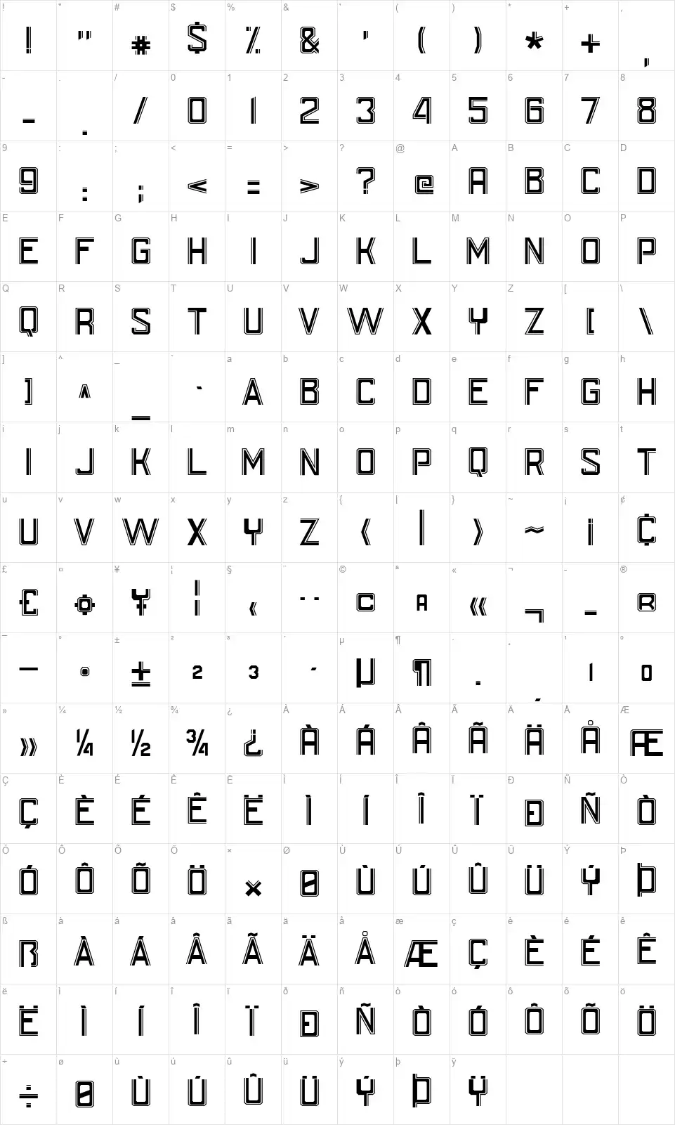 SU-30SMfont character map
