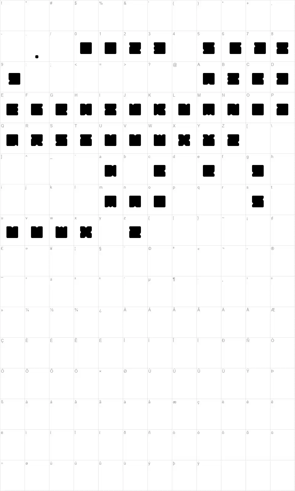 Suihoufont character map