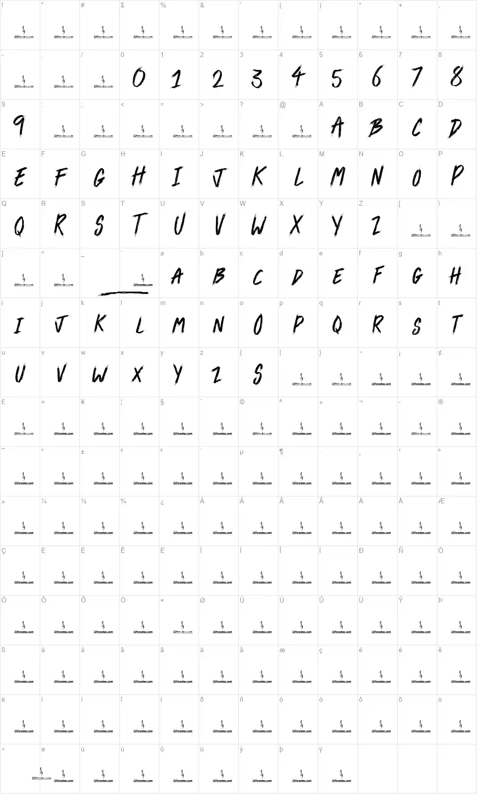 The Othersfont character map