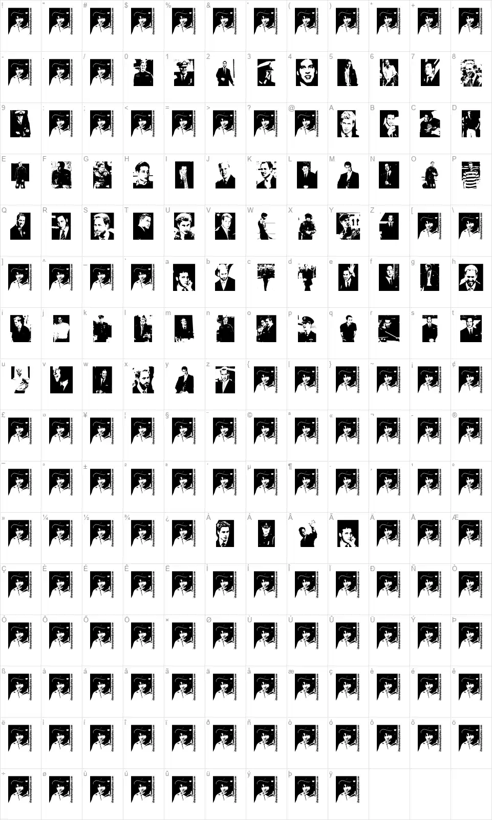 The Princefont character map
