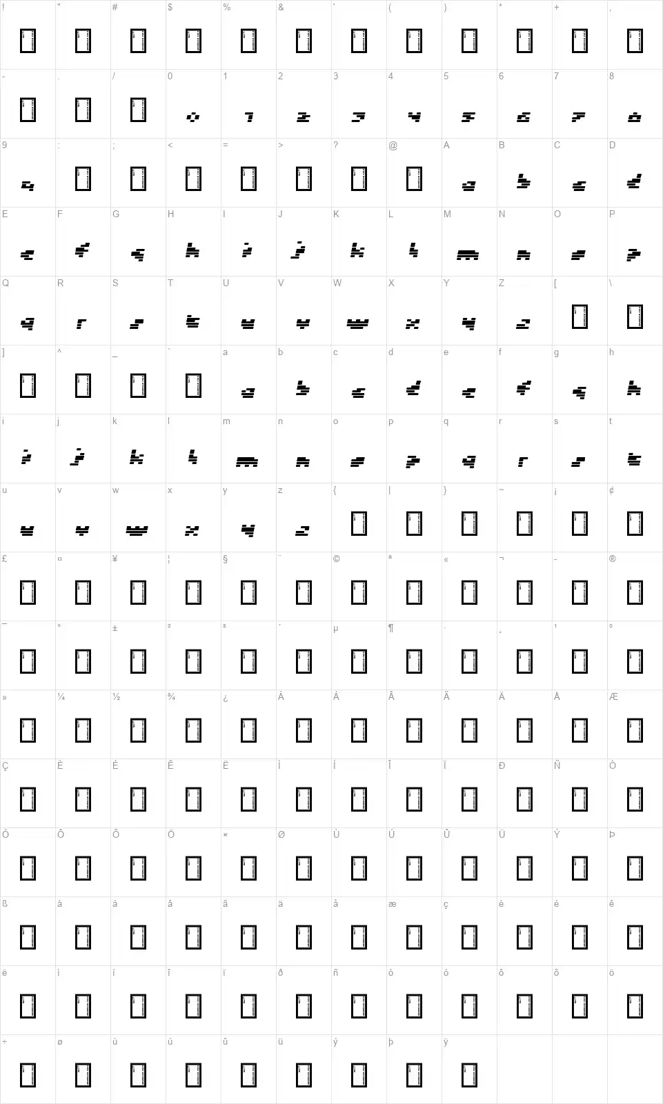 Tokenfont character map
