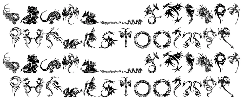 Tribal Dragons Tattoo Designsfont specimens