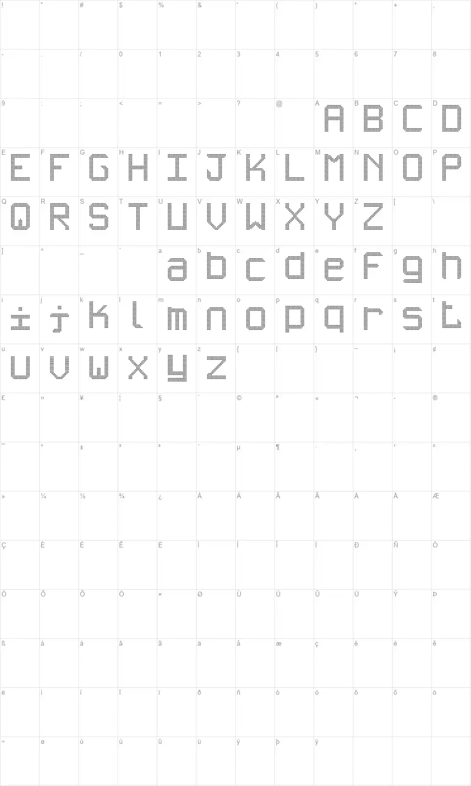 Tripleled STfont character map