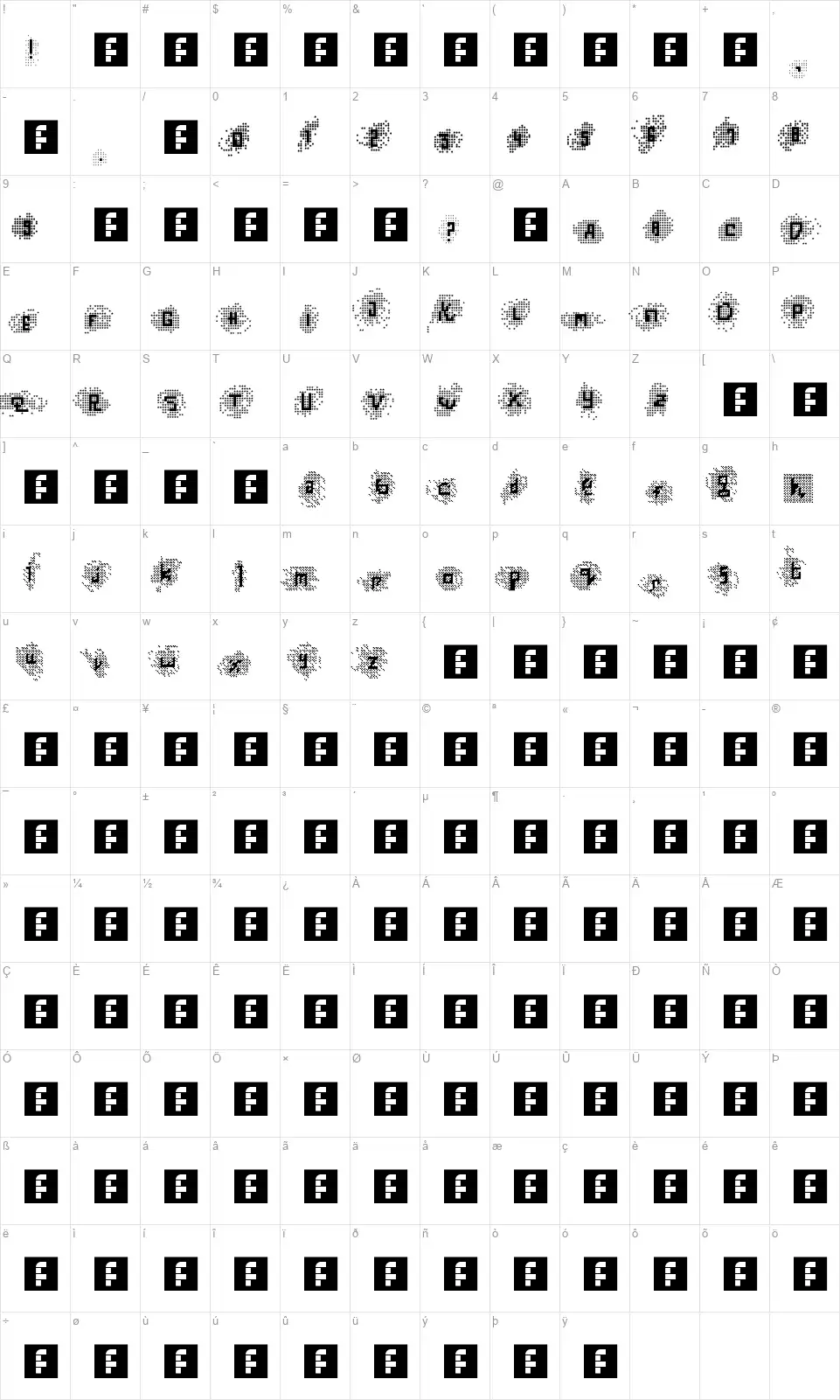 TrustedInstaller Fontrastfont character map