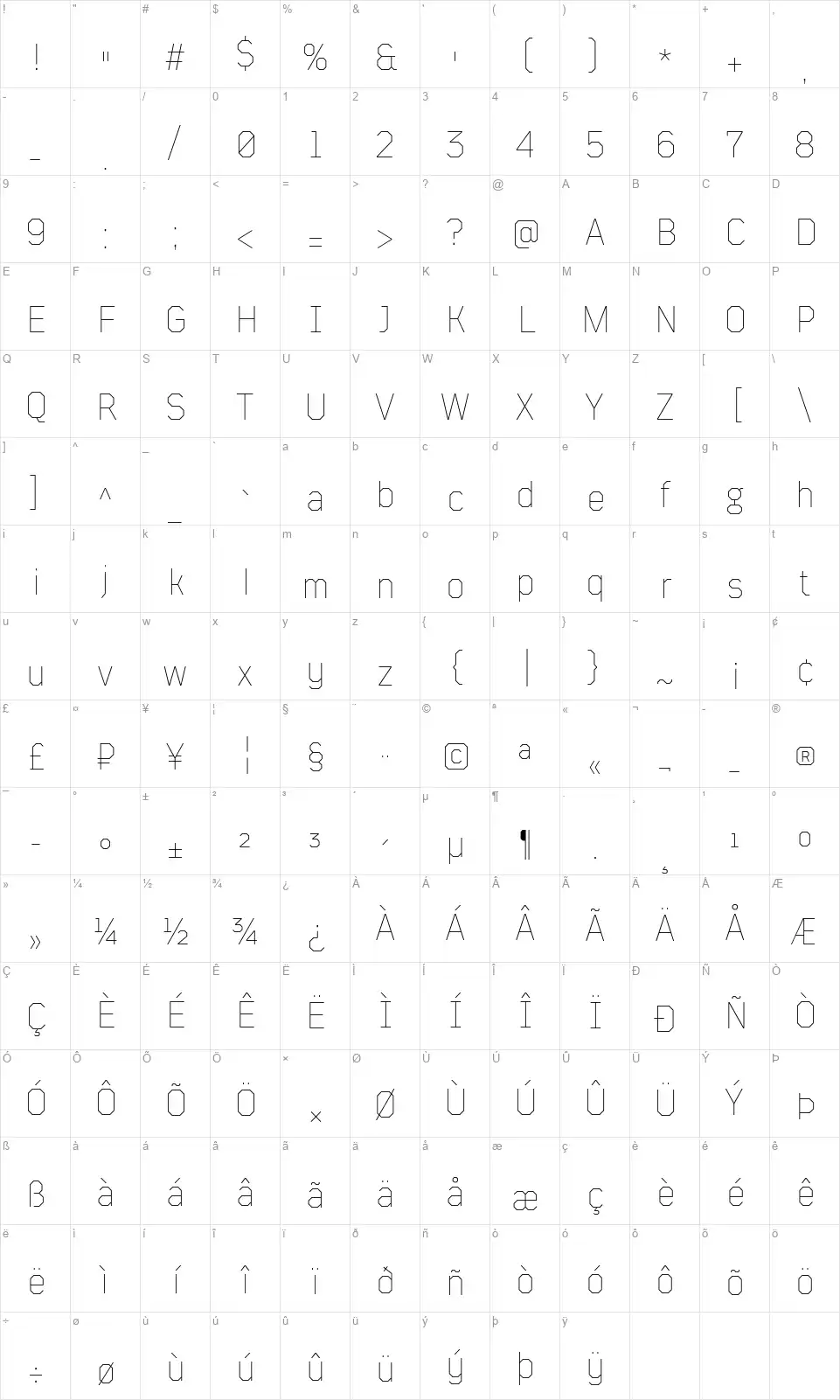 TT Musselsfont character map