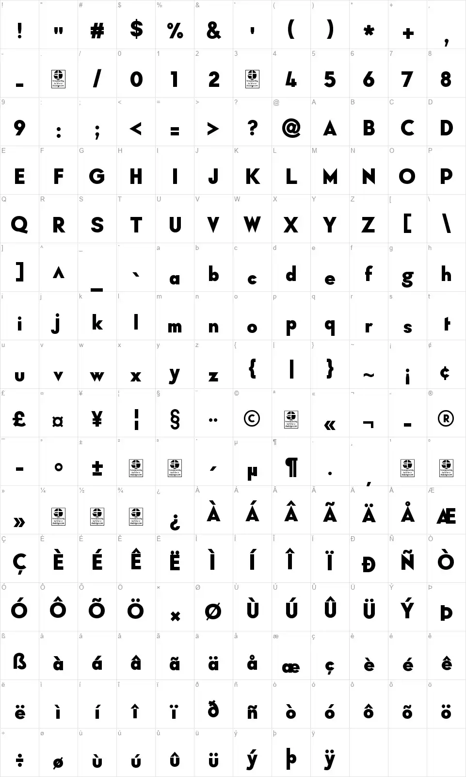 Typo Formalfont character map