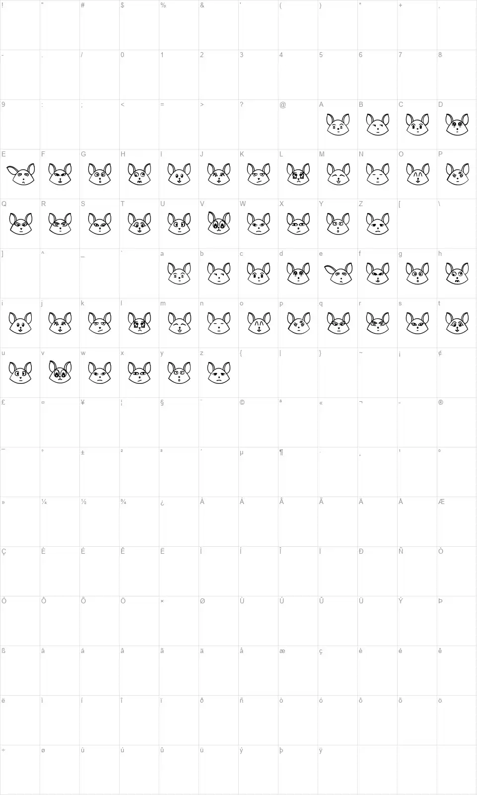 UnTaRot STfont character map