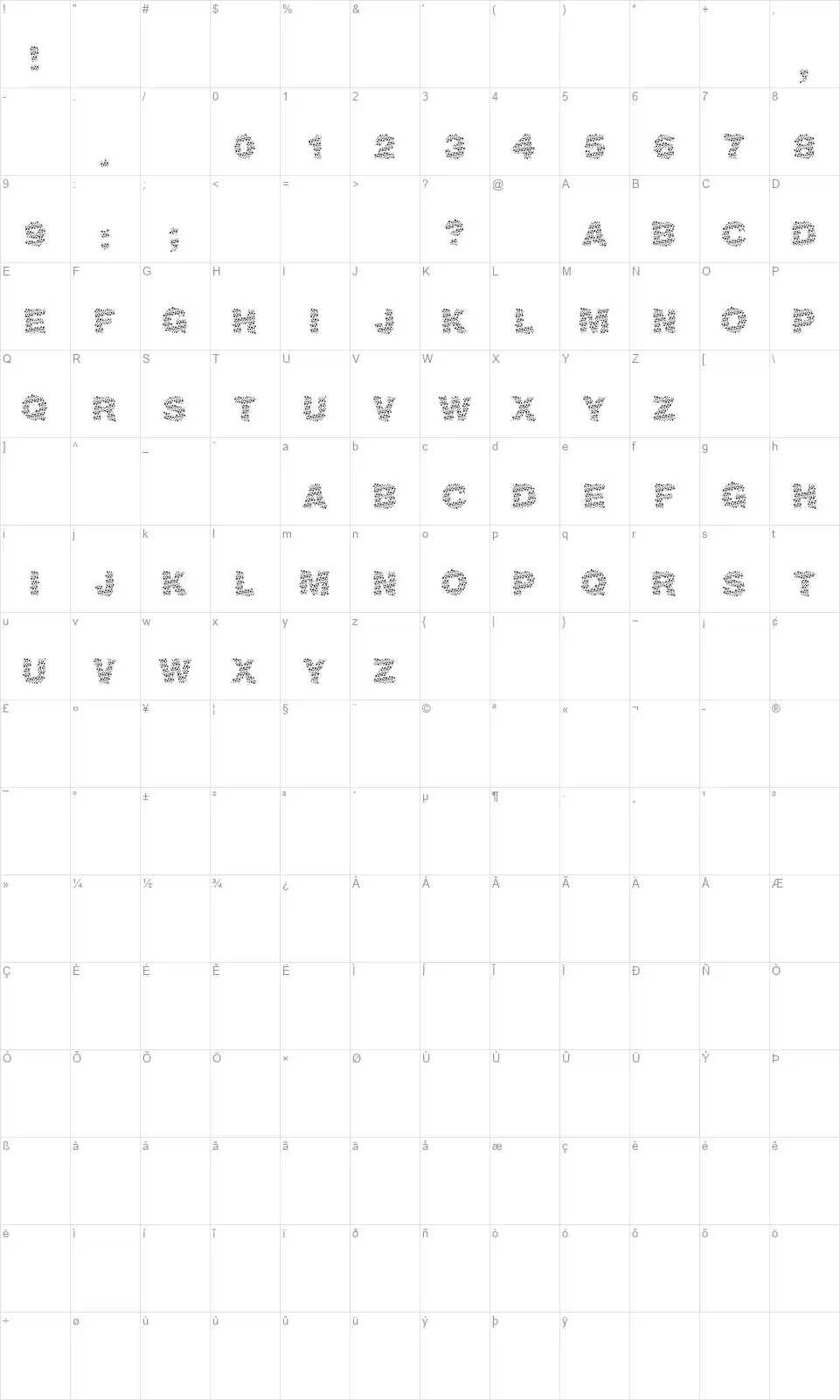 Viktoriafont character map