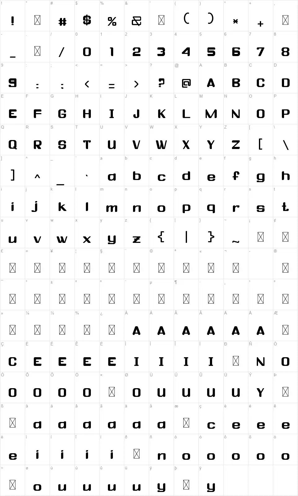 Vivi Kharismafont character map