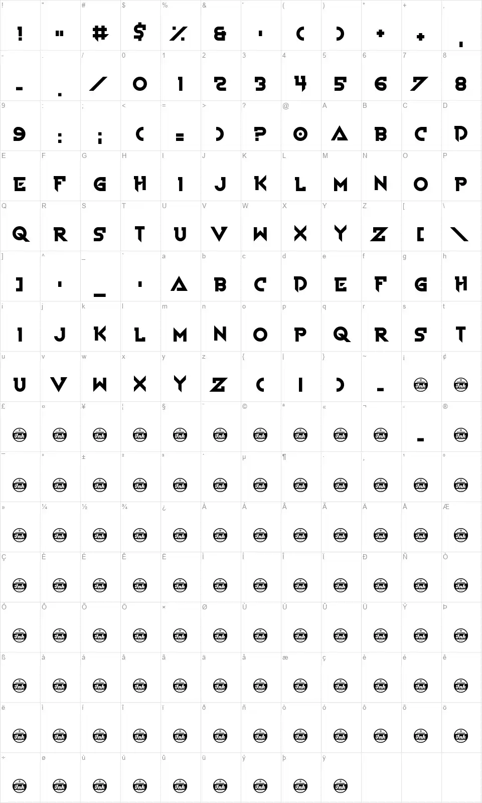 Voice In My Headfont character map