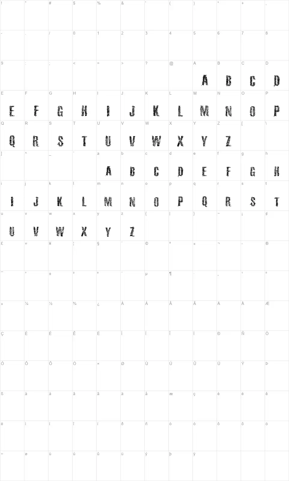 VTKS 36font character map