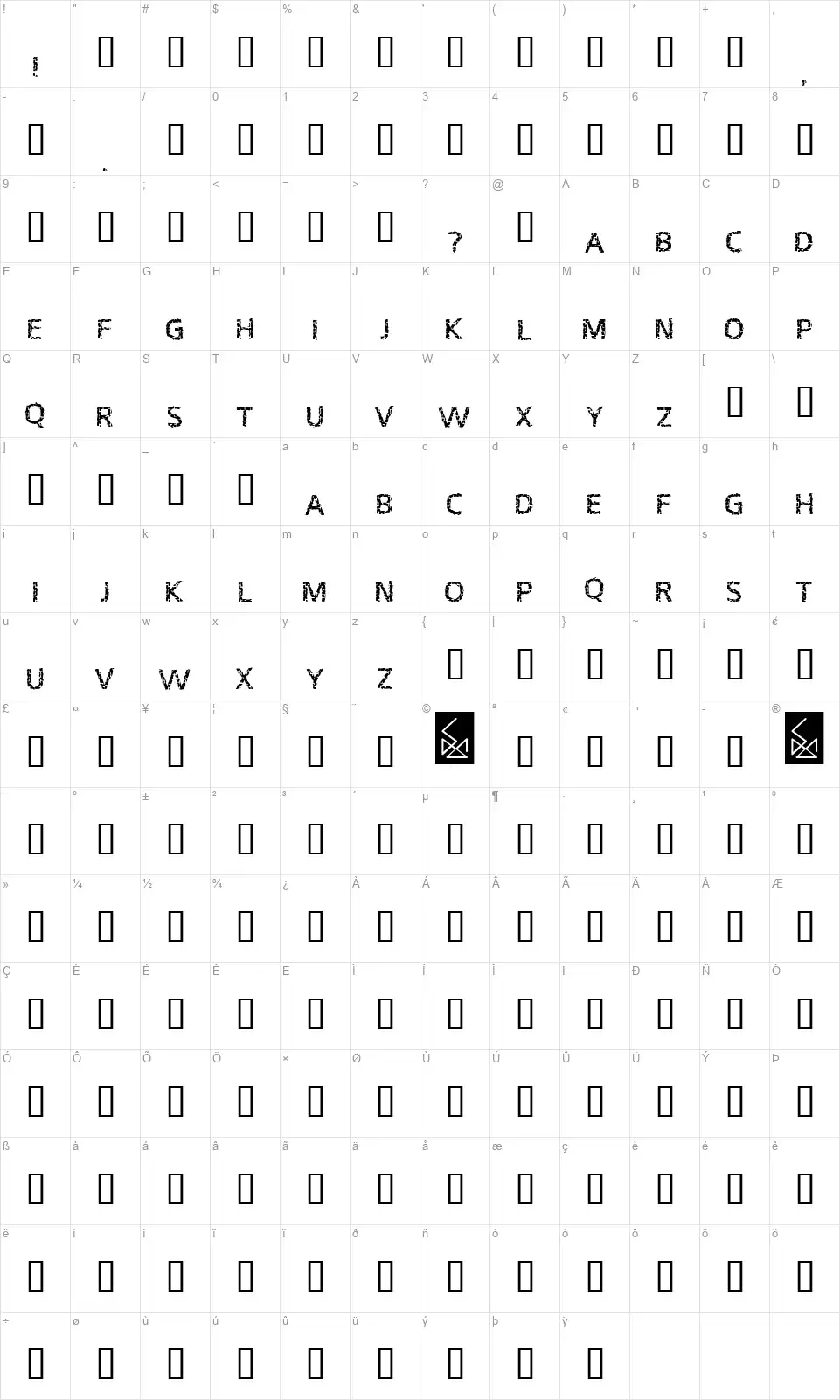 Wall Paintingfont character map