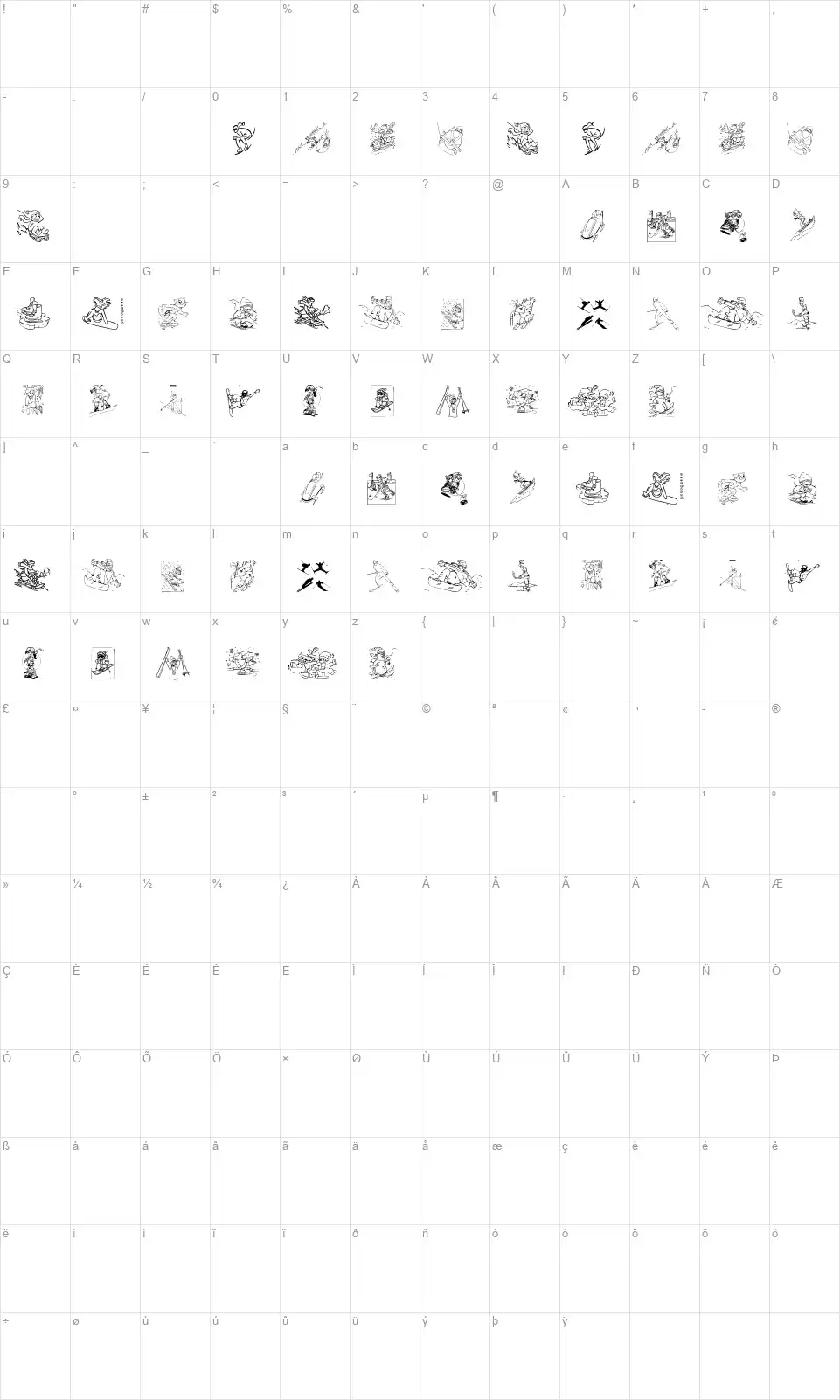 Winter Sportfont character map