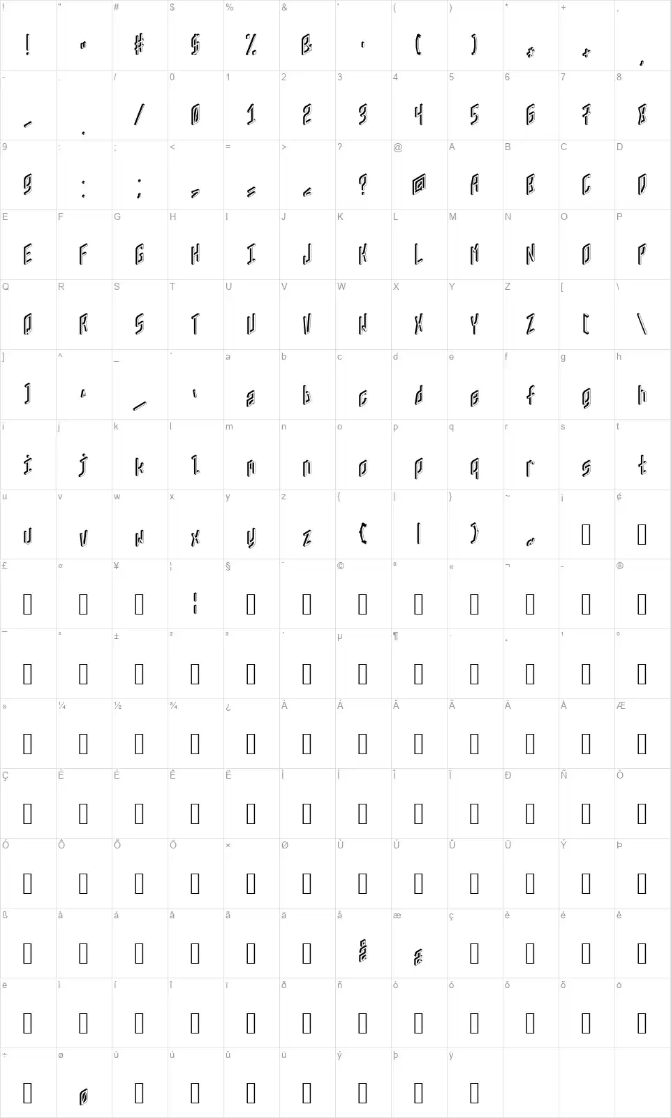 ZX80font character map